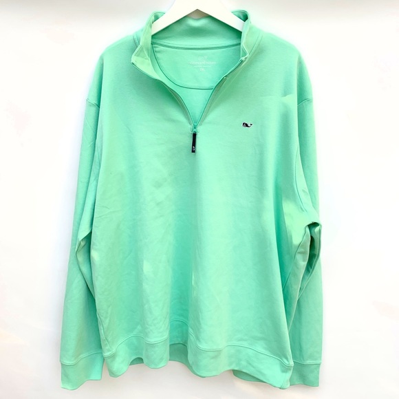 Vineyard vines jersey 1/4 zip solid green - Picture 2 of 2